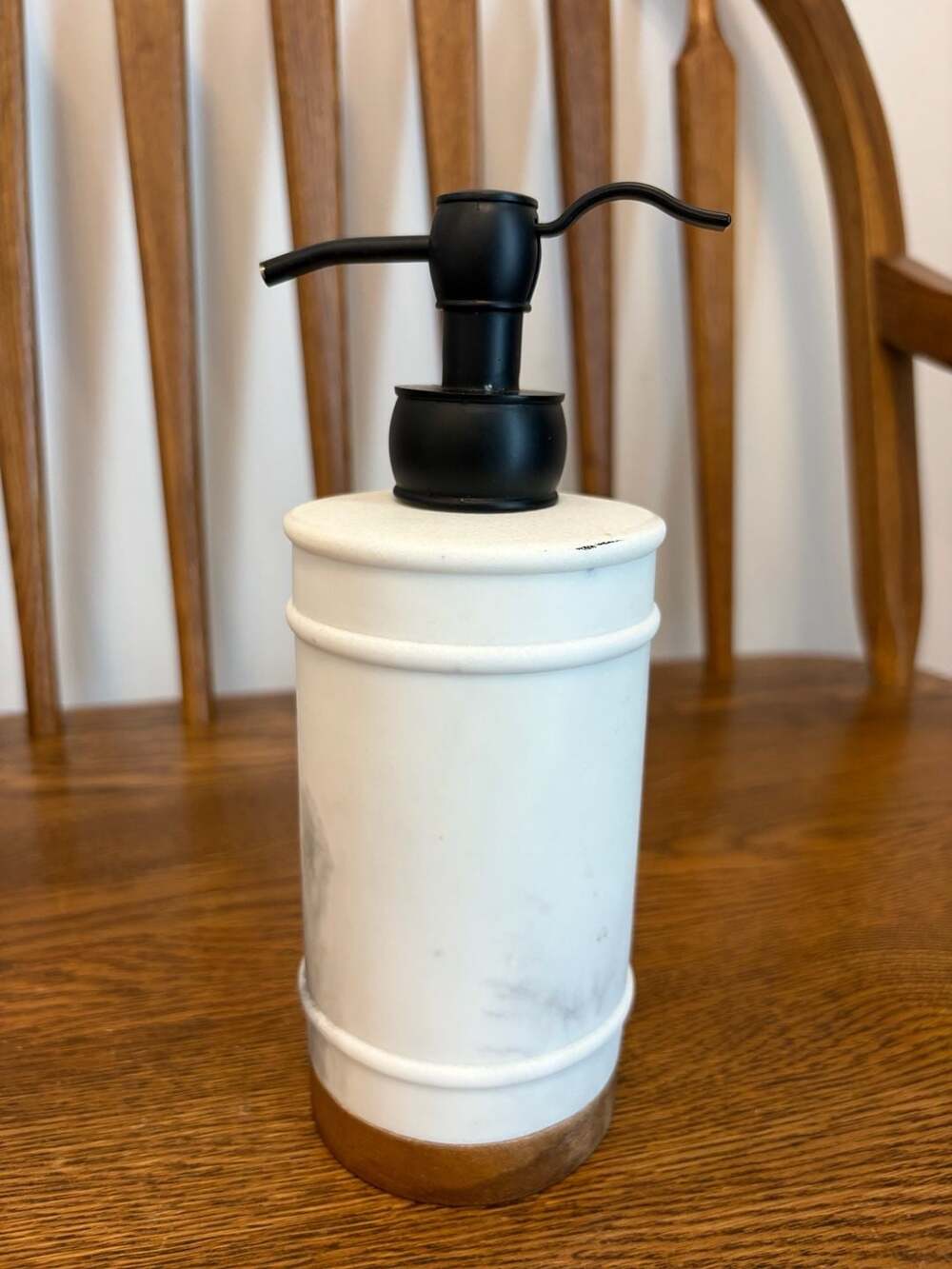 Unbranded Faux Marble Soap Dispenser with Wood Base